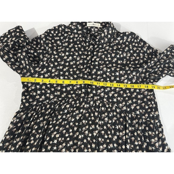 Natural Life Rebecca Black Floral Rayon Cottagecore Praire Midi Dress Medium - Picture 9 of 13